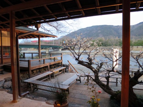 The view from our room over the river and mountains of Ise.